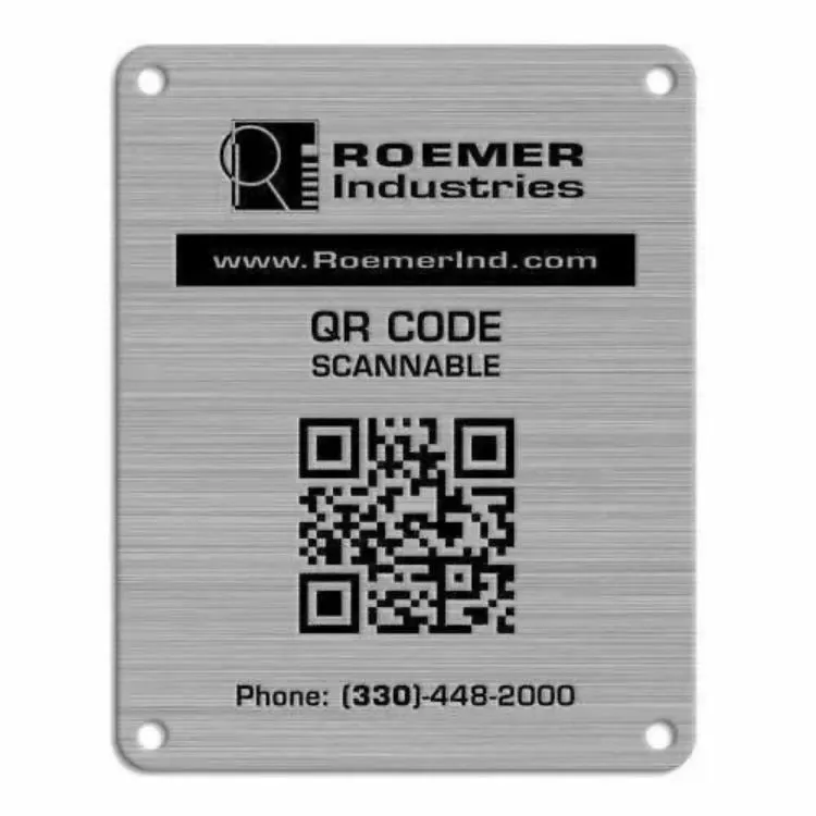Placa de identificación de código QR de aluminio