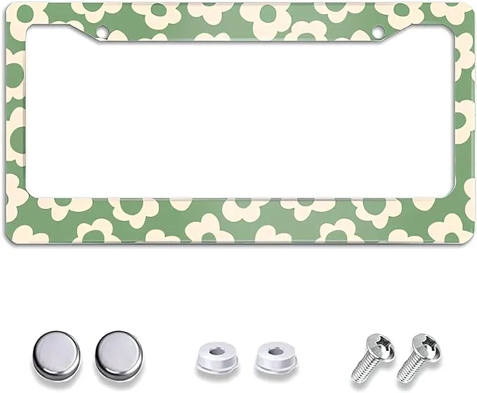 Marcos de matrícula de flores vintage Groovy